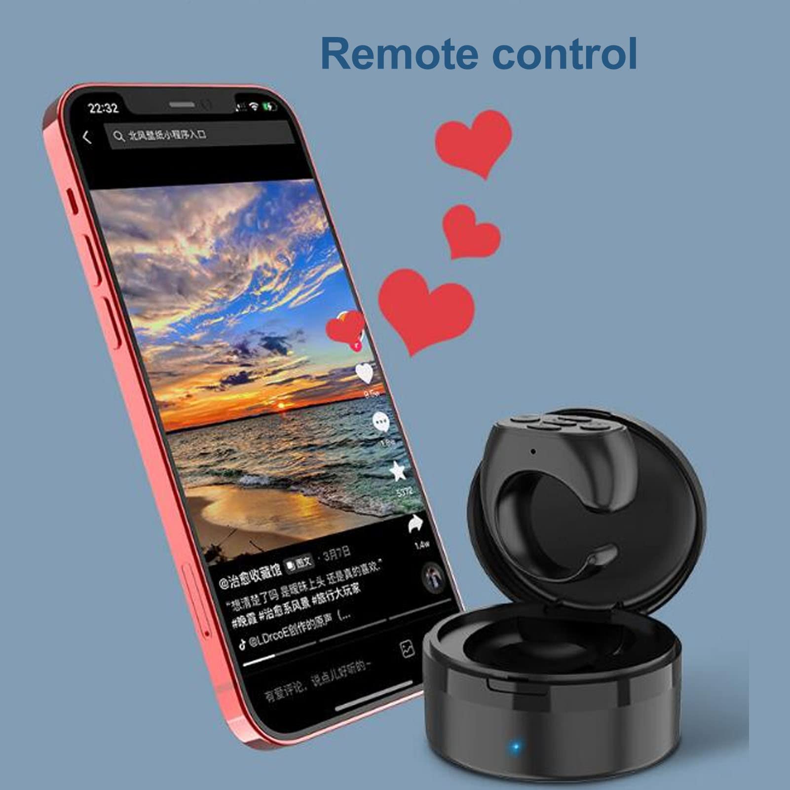 Zunate Remote Control Scrolling Ring, Bluetooth APP Page Turner Media Clicker with Charging Case, Camera Shutter Selfie for Smartphone
