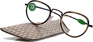 Cassie, Premium Reading Glasses Round. High End Readers Modern Circle Style. Brown/Gold Wire Frame +1.25 to +3 Magnifying. NY Fifth Avenue