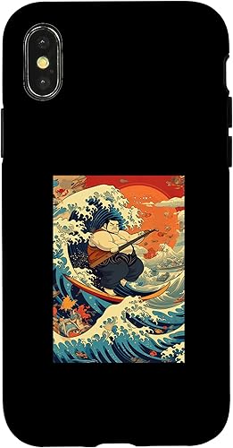 Miniatura 4 de Funny Surfing Sumo Wrestler on Kanagawa Great Wave Case for iPhone 14