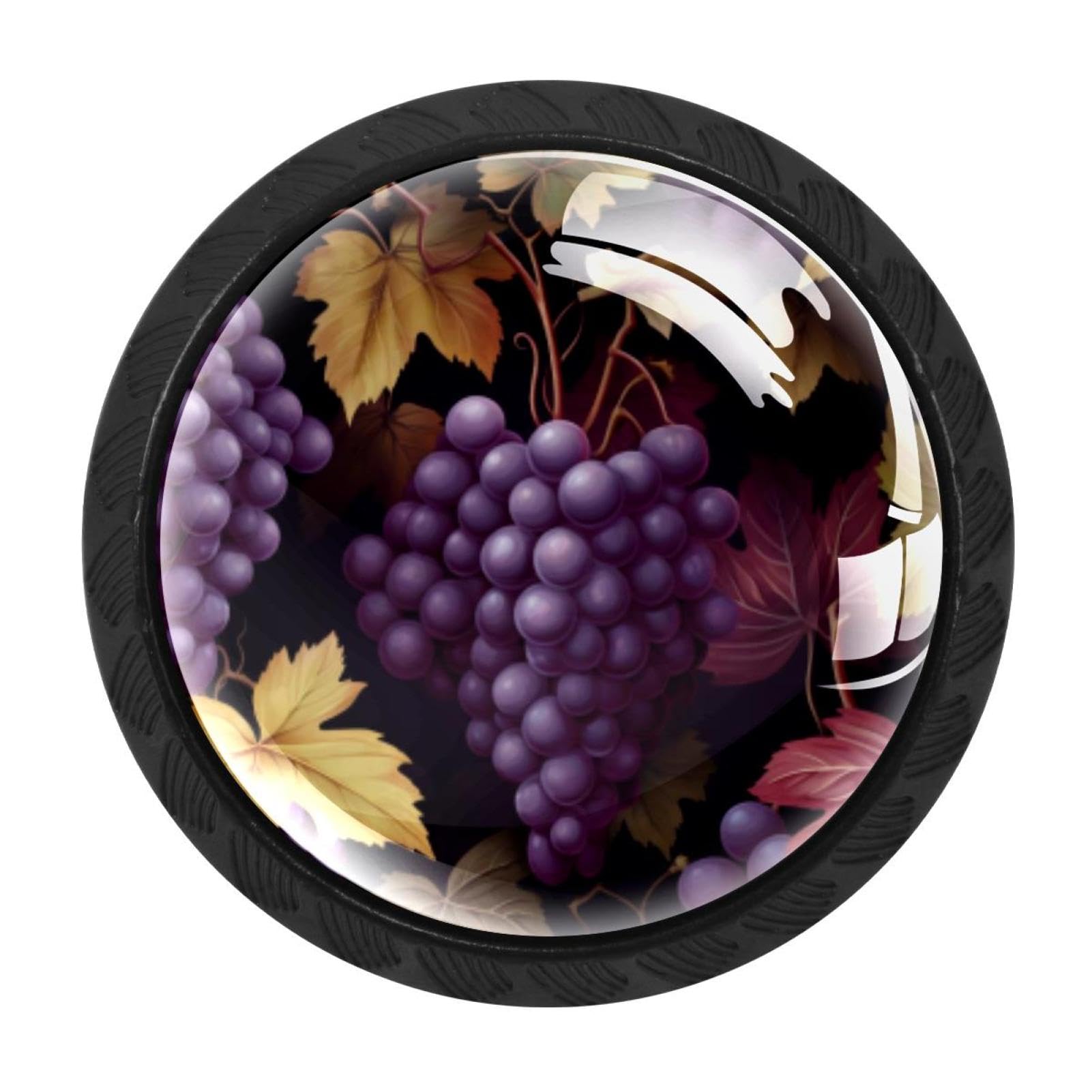 CHENZZZZ 4 Pack Black Thanksgiving Grape Cabinet Pulls with Screws, Kitchen Cabinet Knobs Hardware