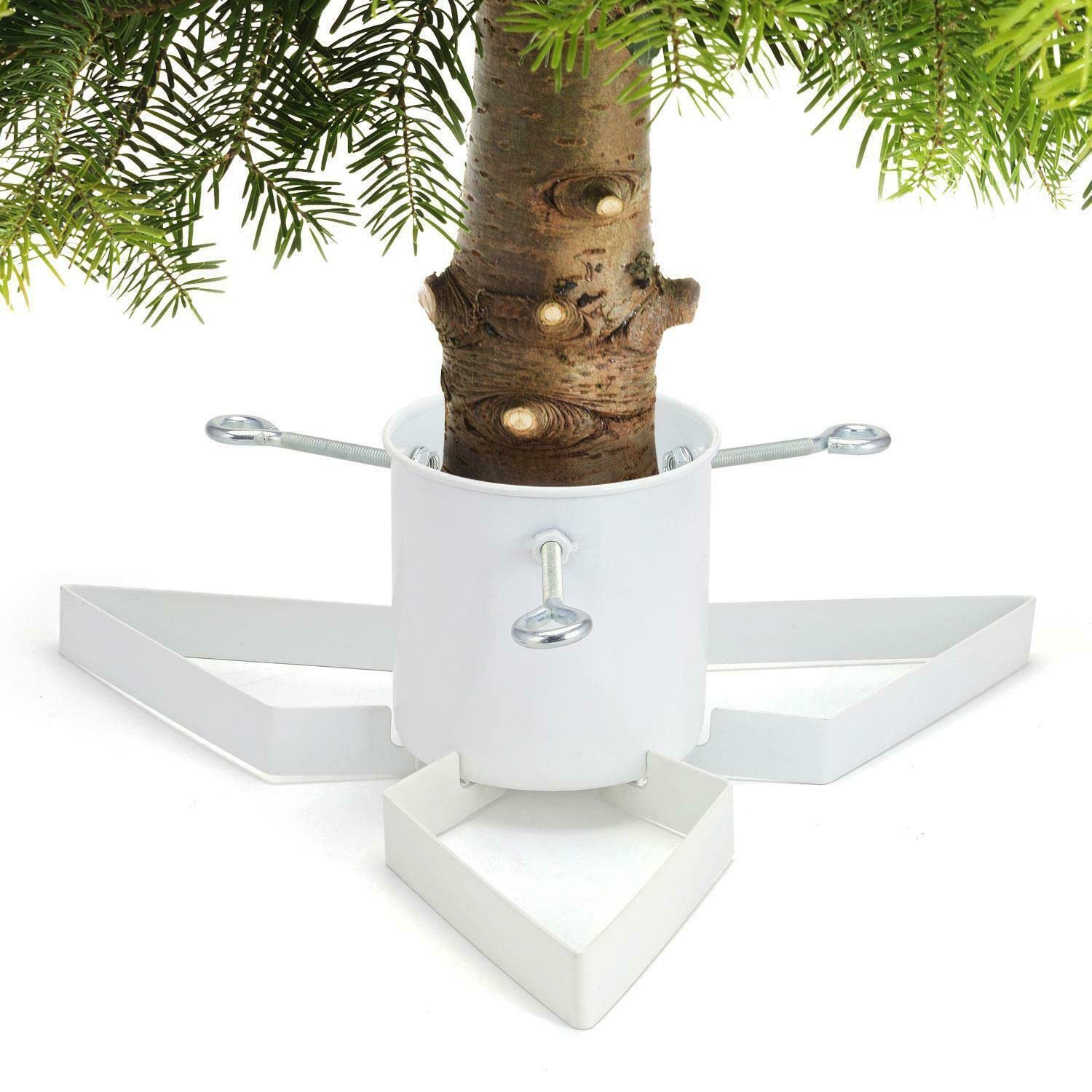 Thrink Adjustable Christmas Tree Stand Holder in Metal | Supports up to 8ft in Height - 3-11cm Diameter - 1.4L Water Tank | Tidy Tree Decoration Indoor & Outdoor