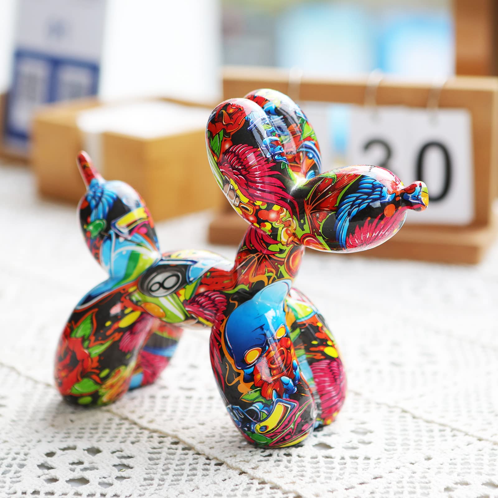 Creatieve Hars Ballon Hond Hond Sculptuur Schattig Dier Standbeeld Moderne Ambachten Ornamenten Geschenken Kantoor Bureau Decoratie Geschenken Grootte 22x8x18cm 9x3x7inch Colo