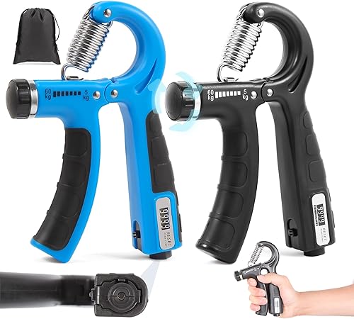 Grip Strength Trainer with 2 PCS,AOKLS Hand Grip Strengthener Adjust Resistance in 11-132Lbs for Climbers,Tennis Athletes and Any Athlete Who Needs