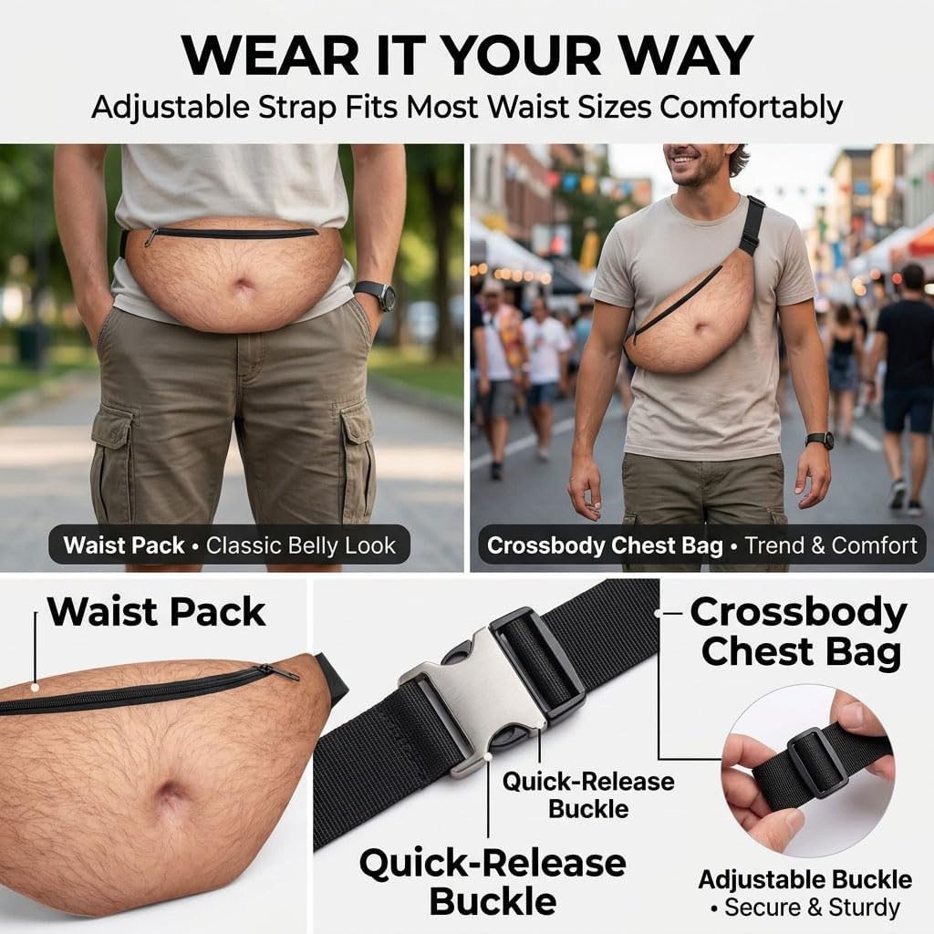 Funny Dad Bod Belly Fanny Pack,Belly Fanny Pack Funny (A)