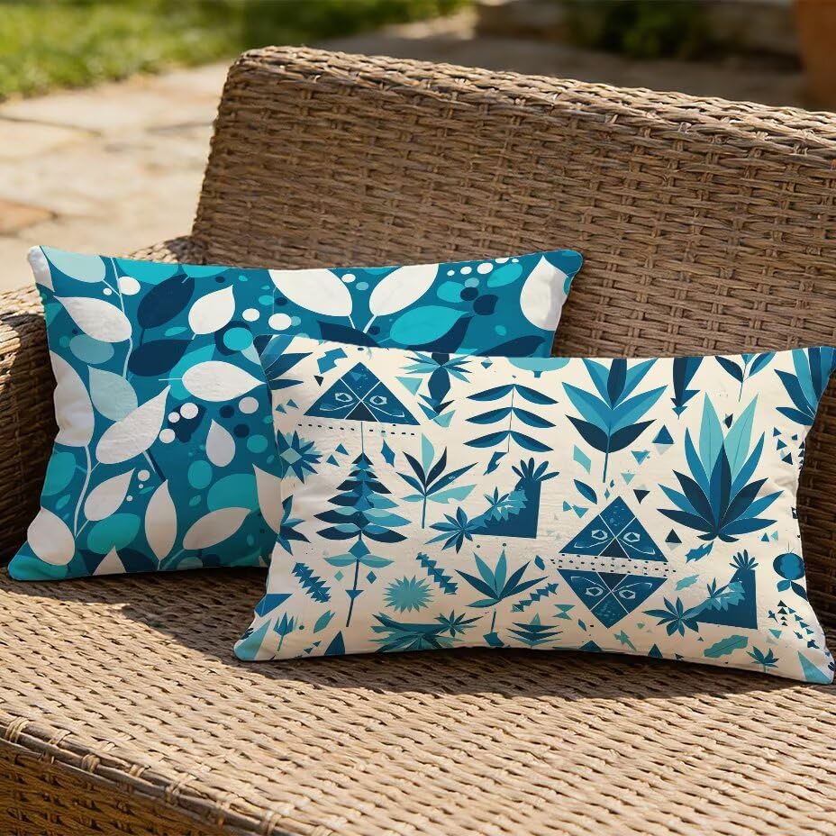 Housse de coussin de jardin 40x70 texture lin haut de gamme et résistante aux UV