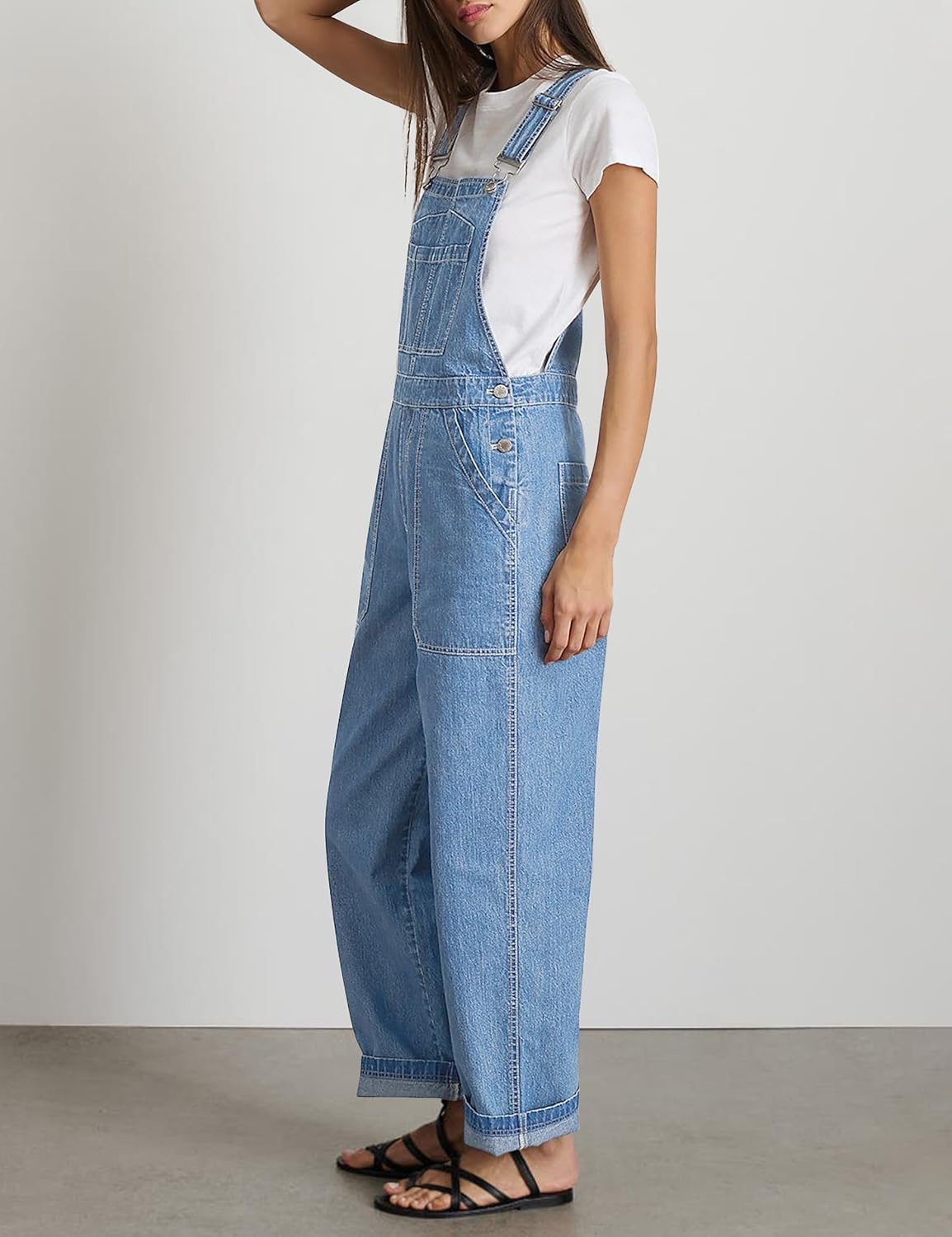 Skirt BL Denim Overalls for Women Straight Leg Adjustable Strap Jean Bib Overalls Casual Stretch Denim Jumpsuit with Pockets - Image 3