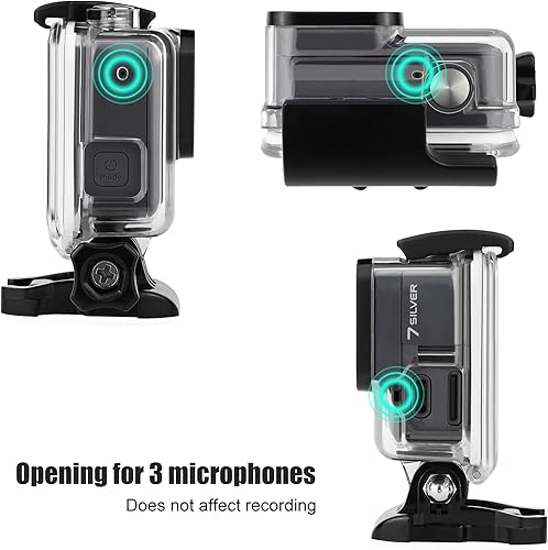 Miniatura 4 de GEPULY Carcasa de esqueleto para GoPro Hero 7 PlateadoBlanco - USB Pass a través de lado abierto para grabación prolongadaAccesorios de protección