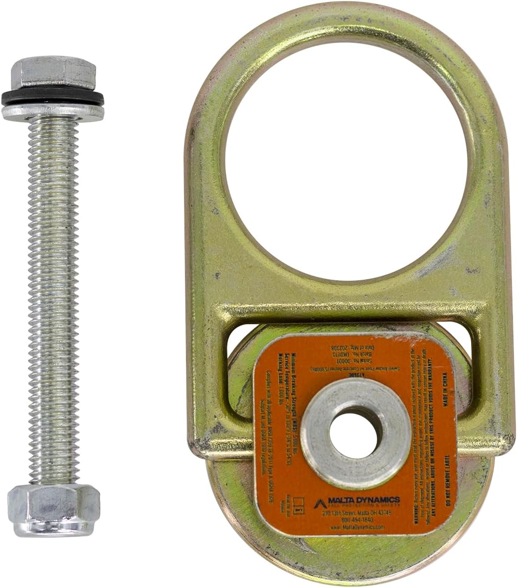 Malta Dynamics 5K Swivel Anchor for Use on Steel Substrates| Reusable Anchor and Replacement Bolt | Full 360 Degree Swivel | OSHA and ANSI Compliant