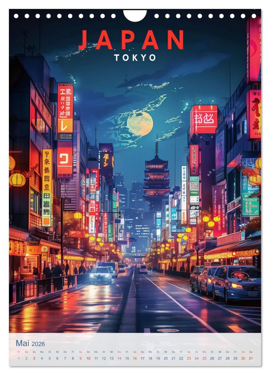 Japan - Old School Poster Style (Wandkalender 2026 DIN A4 hoch), CALVENDO Monatskalender: Eine Sammlung von Poster über Japan in Old School Style (CALVENDO Orte)
