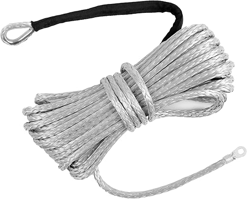 Miniatura 10 de RIOOP Cuerda de cabrestante sintética, línea de cable de cabrestante de 1/4 pulgadas x 50 pies 9,500 libras con funda protectora para ATV UTV Naranja