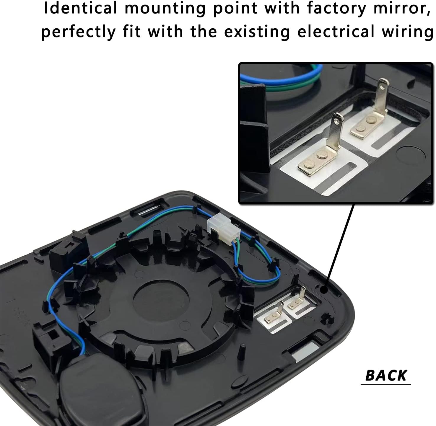 Blind Spot Detection Driver Side Mirror Replacement for DODGE Durango JEEP Grand Cherokee 2011-2021, Left Exterior Side Rearview Mirrors Glass, with Backing Plate, Power Heated