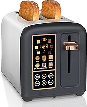 SEEDEEM Toaster 2 Slice, Stainless Steel Bread Toaster with LCD Display and Touch Buttons, 50% Faster Heating Speed, 6 Bread Selection, 7 Shade Settings, 1.5''Wide Slots Toaster with Cancel/Defrost/Reheat Functions, Removable Crumb Tray, 1350W, Dark Chocolate
