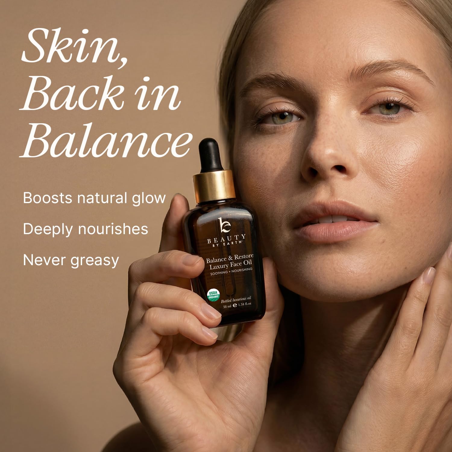 USDA Organic Face Oil - USA Made with Natural Ingredients, Anti Aging Formula for Acne-Prone & Oily Skin, Facial Oil with Vitamin E, Rosehip, Argan & Jojoba Oils for Sensitive Skin, Eczema & Rosacea