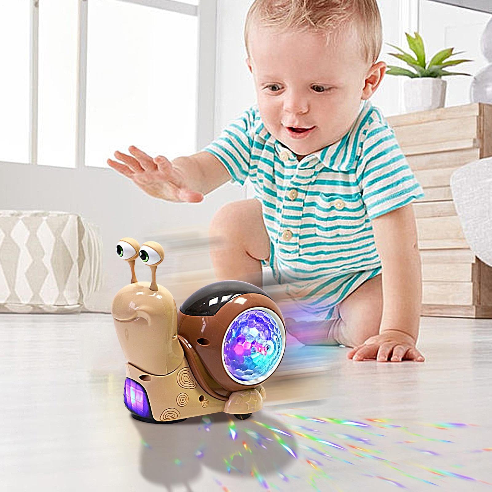 Glowing Snail Toys For 1 + Year Old, Interactive Crawling Snail Toy With Music & Light, Fun Sensory Toy For 1+Year Old Boys & Girls - Image 7