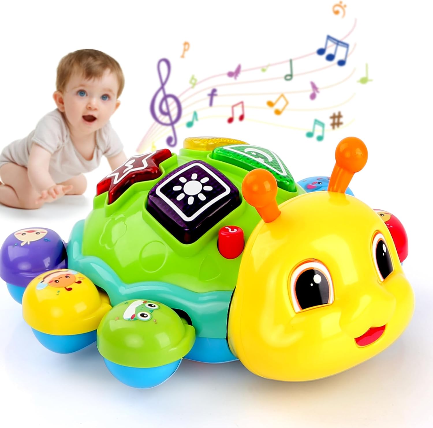 AUUGUU Musical Ladybug Toy Light up Crawling Toy