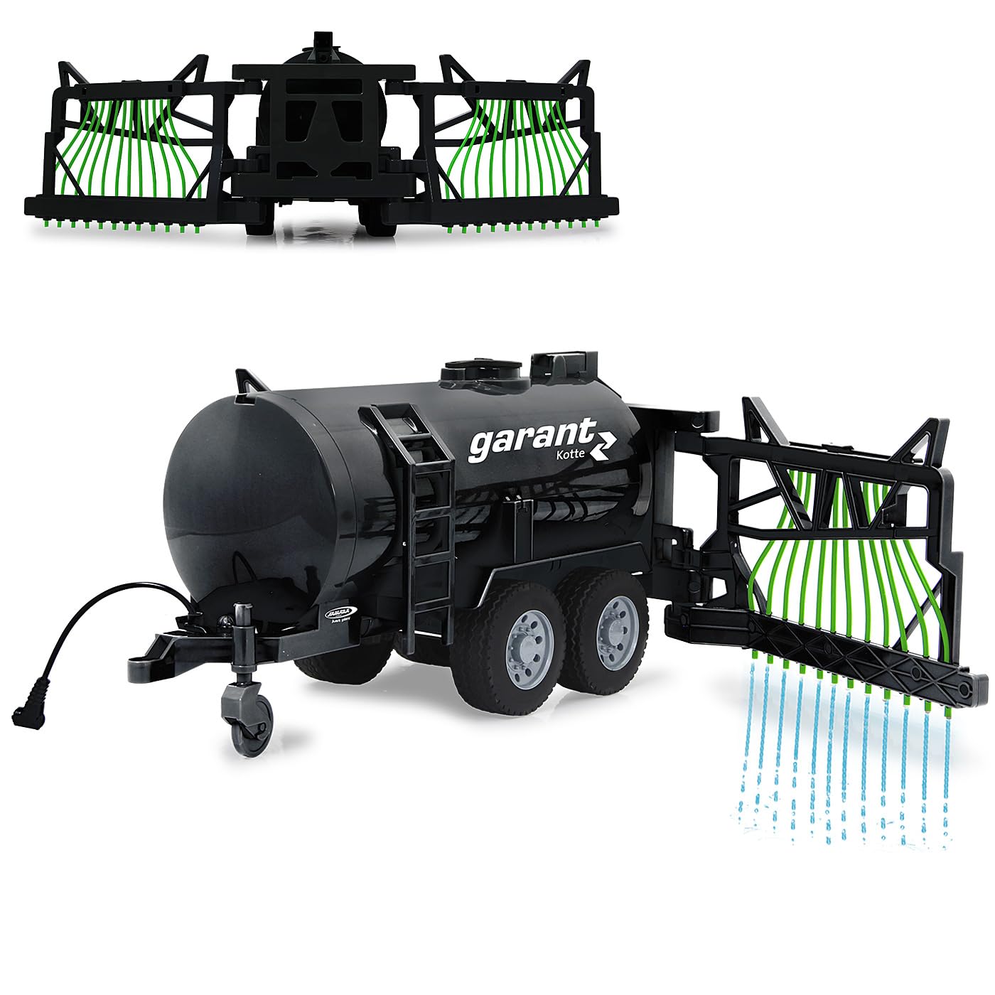 JAMARA Garant 405236 Barrel Trolley with Hose Distributor - 450 ml Tank, Spray Function On/Off, Front Towing Hitch, Manual Fold-Out Hose Distributor, Black