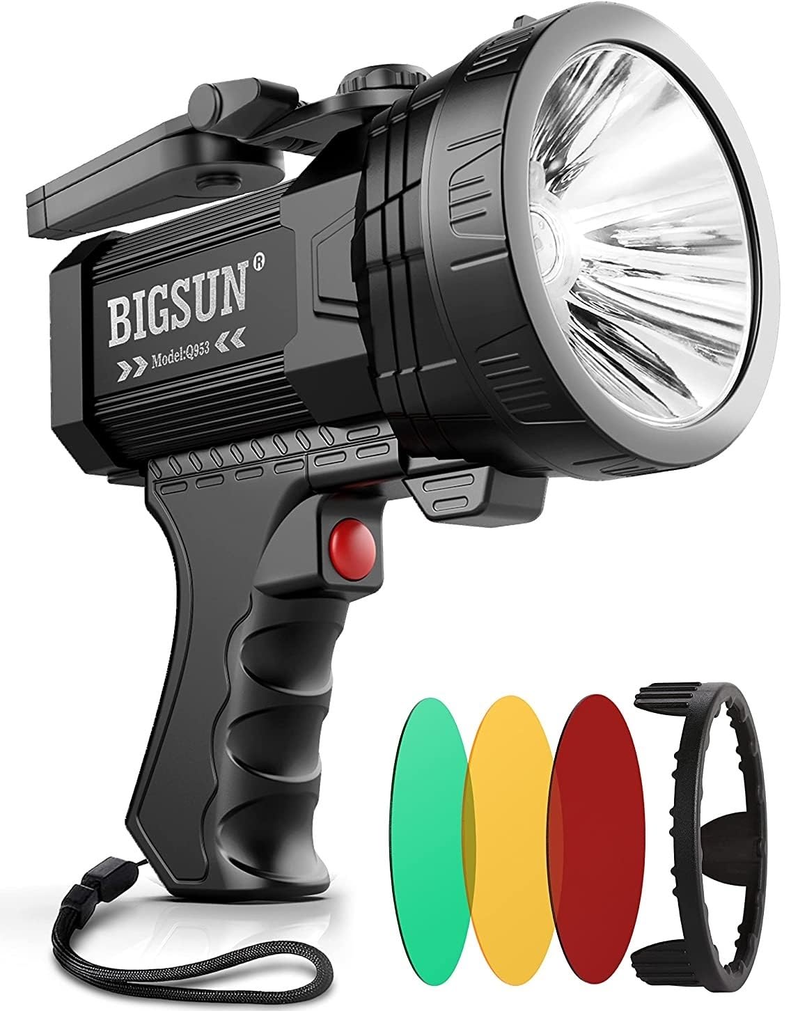 BIGSUN Q953 Rechargeable LED Spotlight, High Lumens 1600000