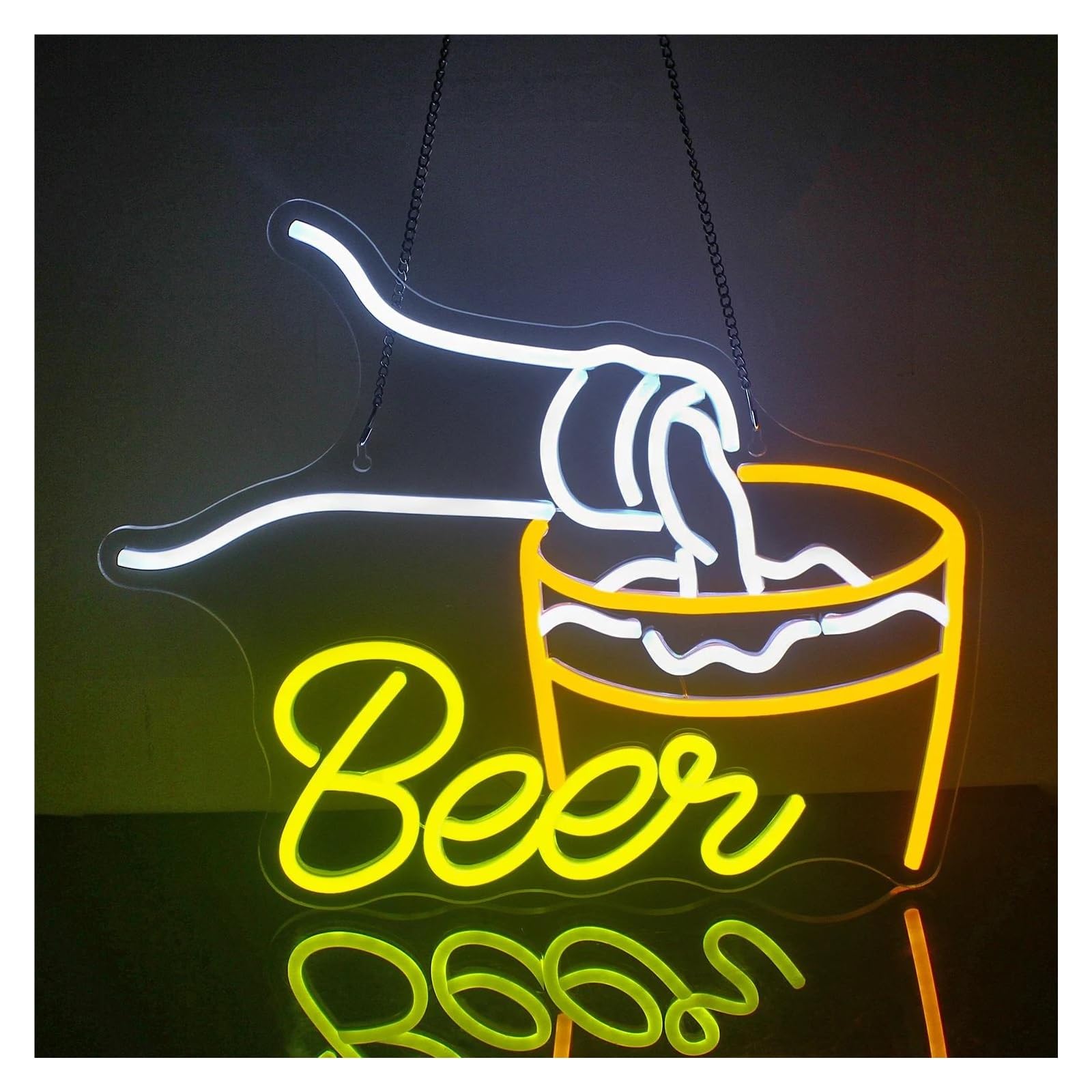 LEMST Signs Lamp USB Powered Beer Neon Signs Beer Neon Lights Suitable for Window Club Decor Commercial Signs 32.8cmx39.8cm