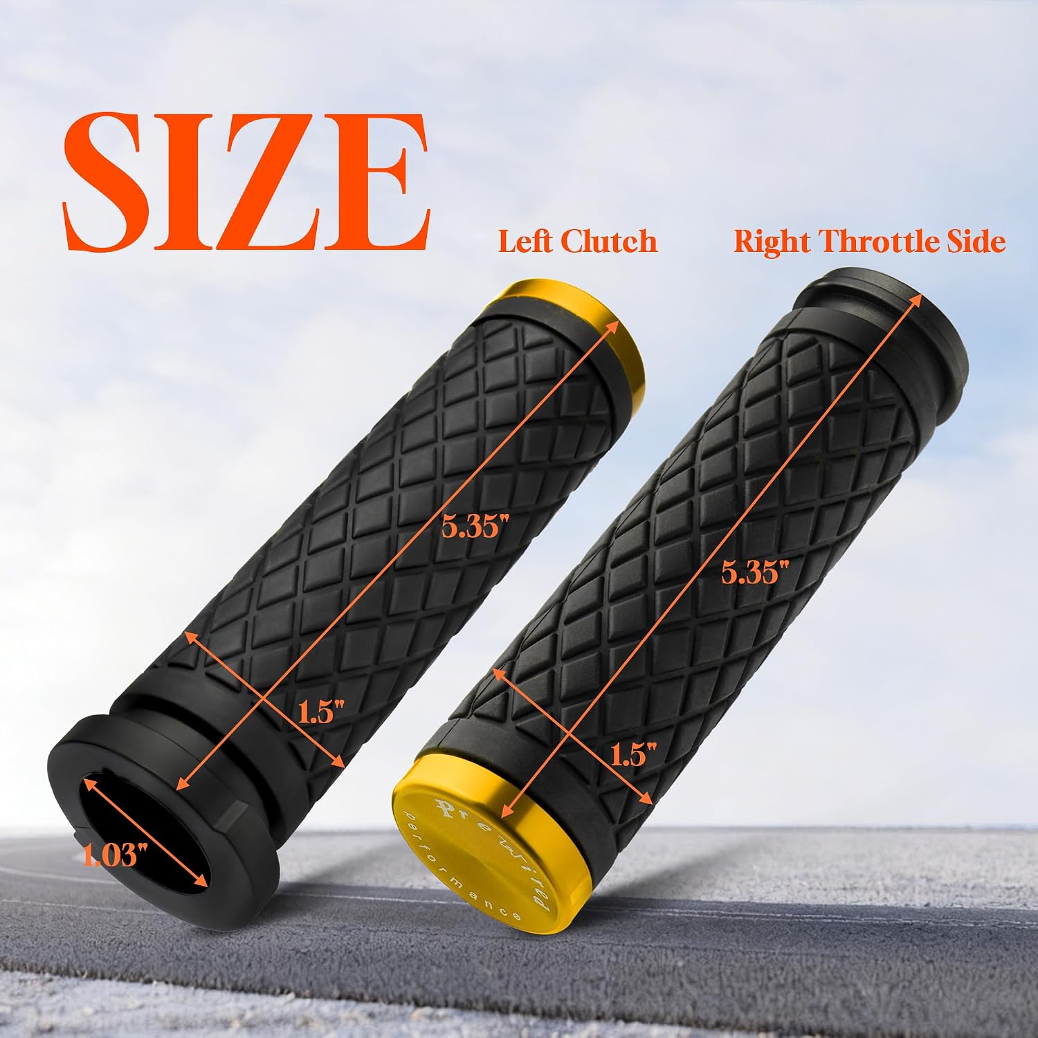 1" Handlebar Grips CNC 6061 Aluminum Rear Cap Electronic Throttle Hand Grip for Harley 2008-2024 Touring & Trike '16-'24 Softail 2016-2017 Low Rider S FXDLS TBW Models, Gold