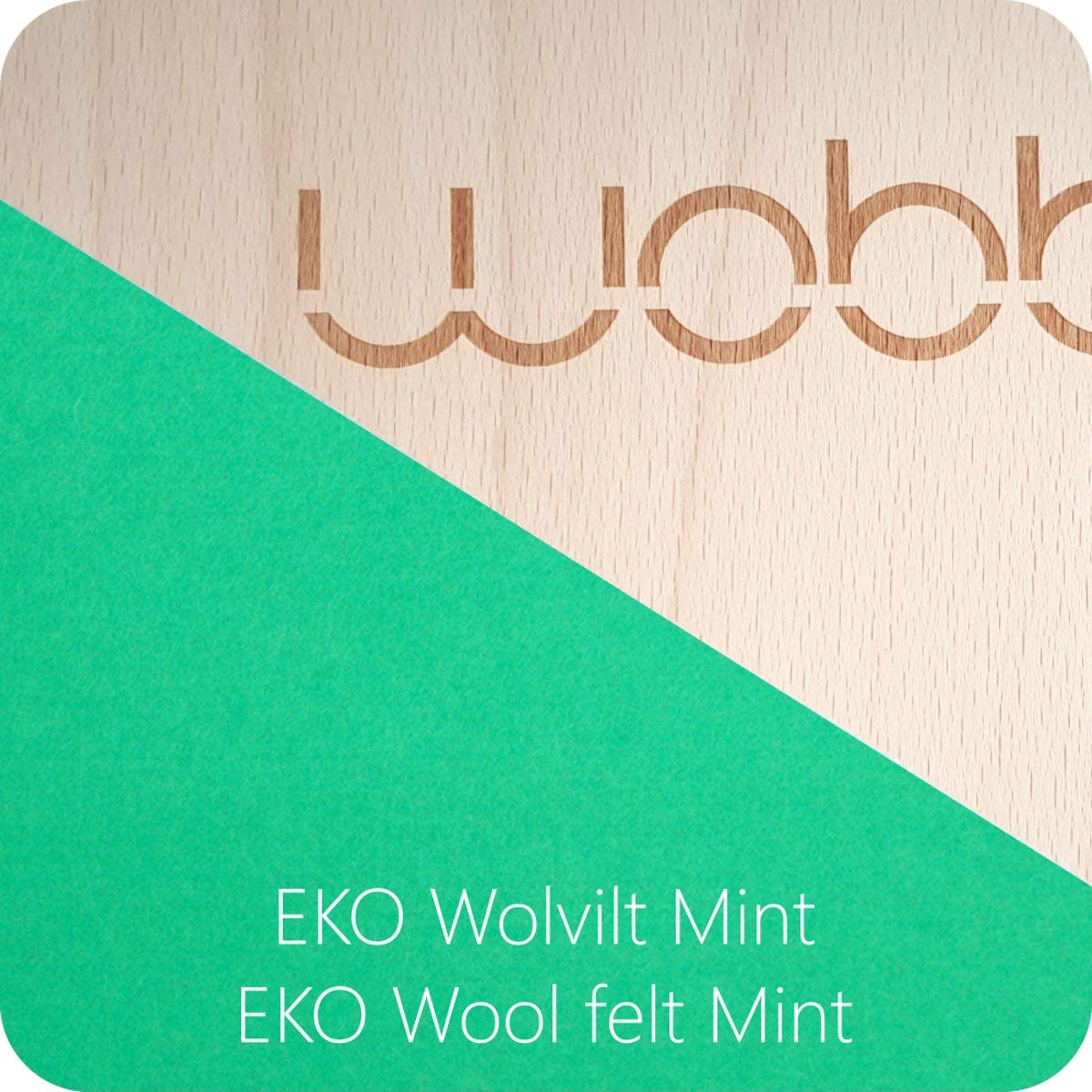 Wobbel Balanceboard Original Linen Buchenholz Weiß gewaschen mit Filz Mint Grün Yogaboard