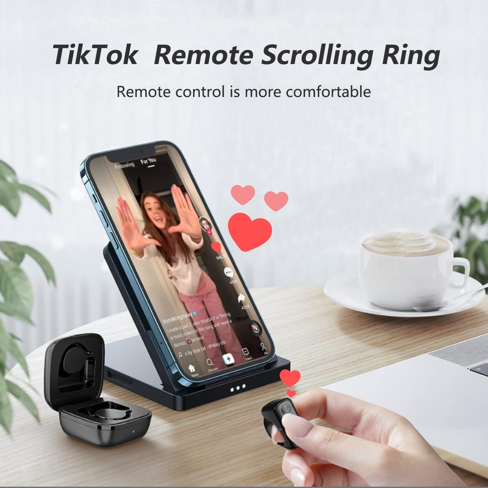 MERNEUO TikTok Scrolling Ring and Kindle Page Turner Remote, Multifunctional Scroll Ring for iPhone, ipad Tablets, iOS, Android, Bluetooth Scrolling Ring Remote Control for Taking Photos