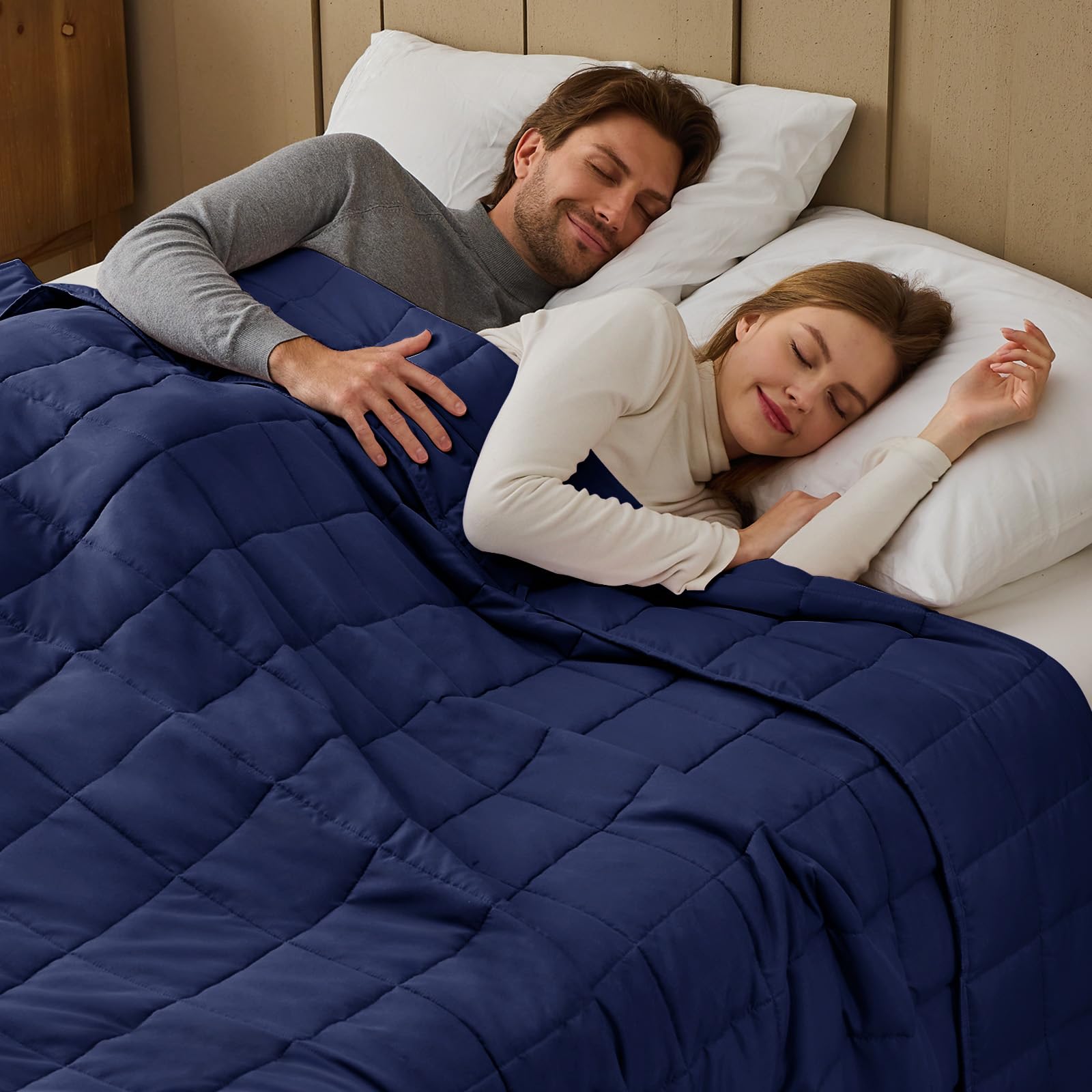 Weighted Blanket for Adults 20lbs, 80"x87", King Size Cooling Heavy Throw Blanket for 180-220lbs, Microfiber Soft Big Blankets Weighted Comforter, Navy
