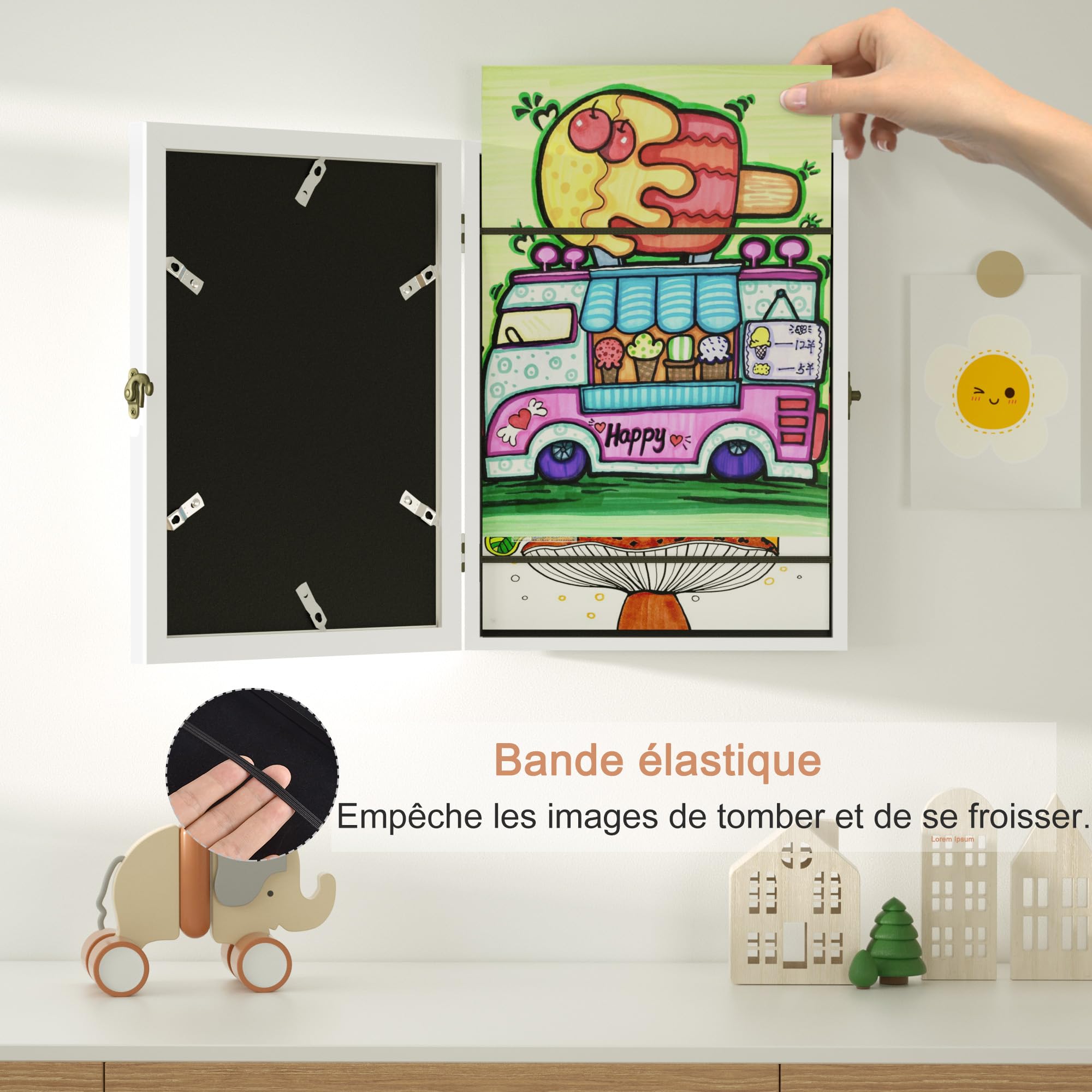 SRIWATANA 2Pcs Cadre Dessin Enfant à Changer A4,Cadre Photo de Rangement d'art pour Enfants Remplissables,Cadre d'art pour Enfants 150 pcs d'art pour les écoles,les maison,Cadeaux pour enfants,Blanc