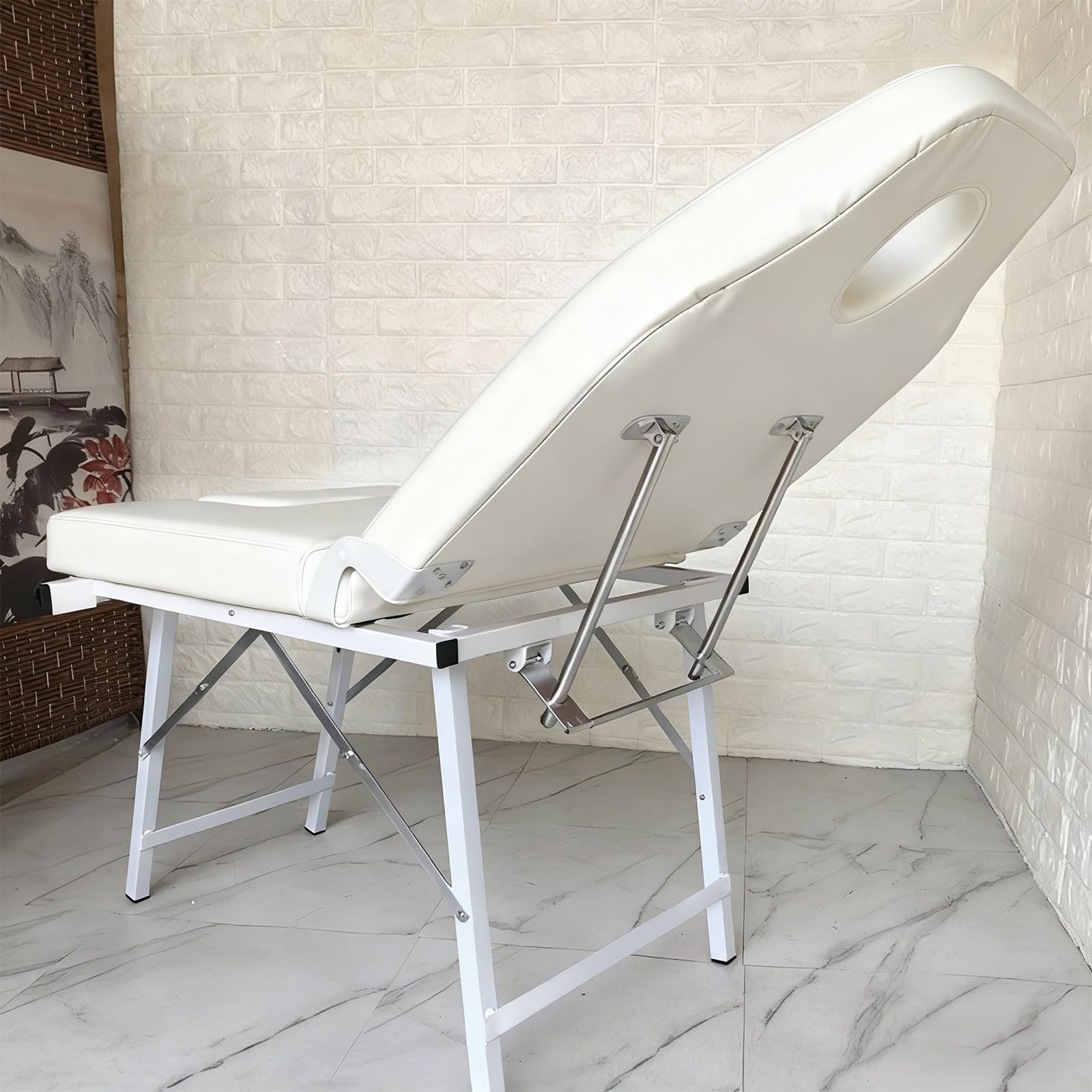 Lettino da massaggio pieghevole con poggiatesta ergonomico, lettino chirurgico ginecologico pieghevole portatile, sedia per assistenza medica privata per il parto white