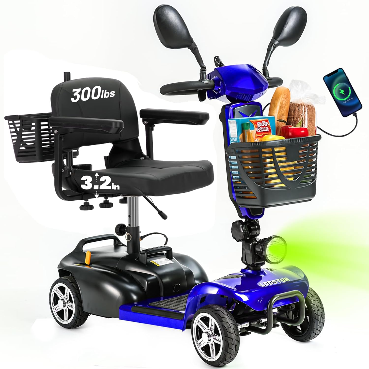 4 Wheel Mobility Scooter for Seniors, All...