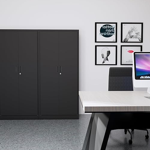 Miniatura 91 de CJF Gabinete de almacenamiento de metal, armario de almacenamiento con bloqueo con puertas y 1 cajón, 36 pulgadas de alto x 28 pulgadas de ancho x
