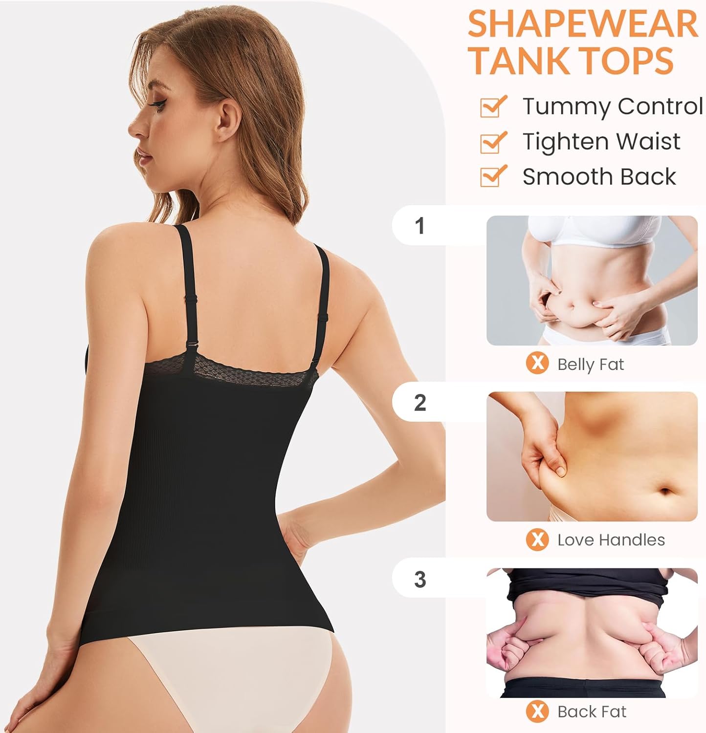 V Neck Compression Tank Tops for Women Tummy Control Shapewear Camisole Top Seamless Body Shaper Cami - Image 4