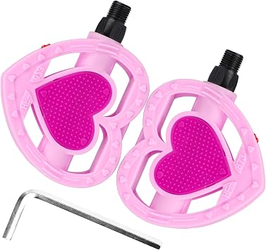 WEEROCK Kid Bike Pedal 1/2" Child Pink Pedals for 12 14 16 20 Inch One-Piece Crank Girls Bike Youth Bicycles