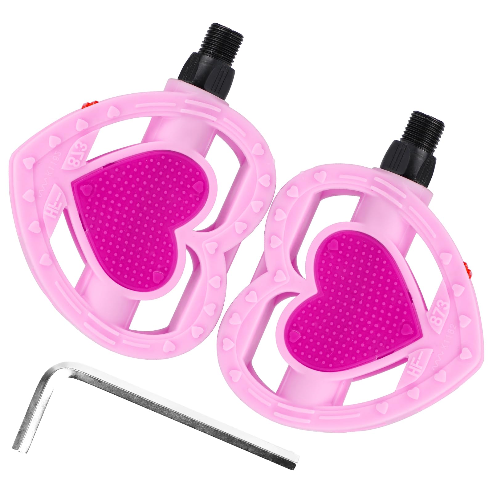 WEEROCK Kid Bike Pedal 1/2" Child Pink Pedals for 12 14 16 20 Inch One-Piece Crank Girls Bike Youth Bicycles, Light Pink