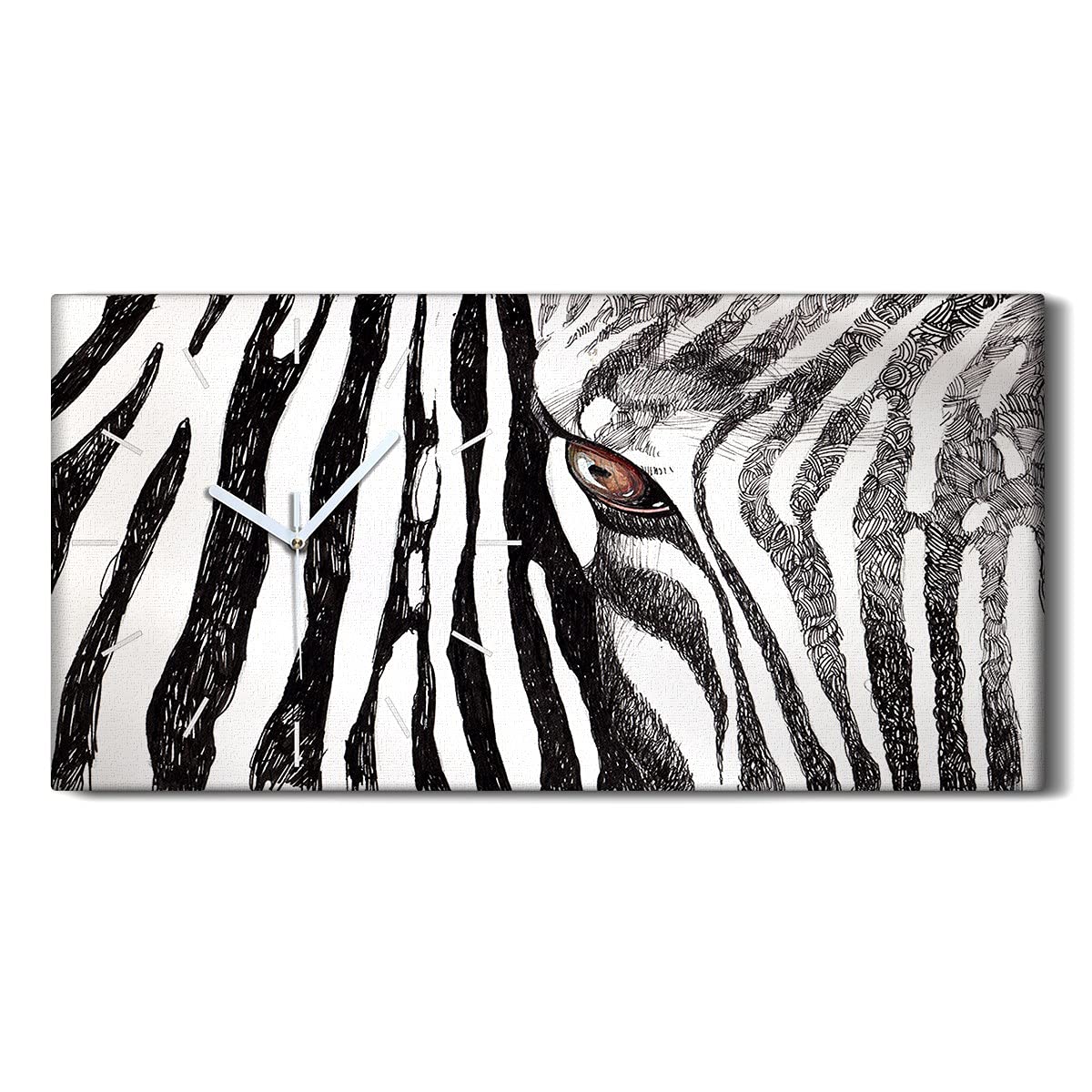 Horloge sur Toile Salon et Chambre Ambiance Apaisante Art Moderne Zebra