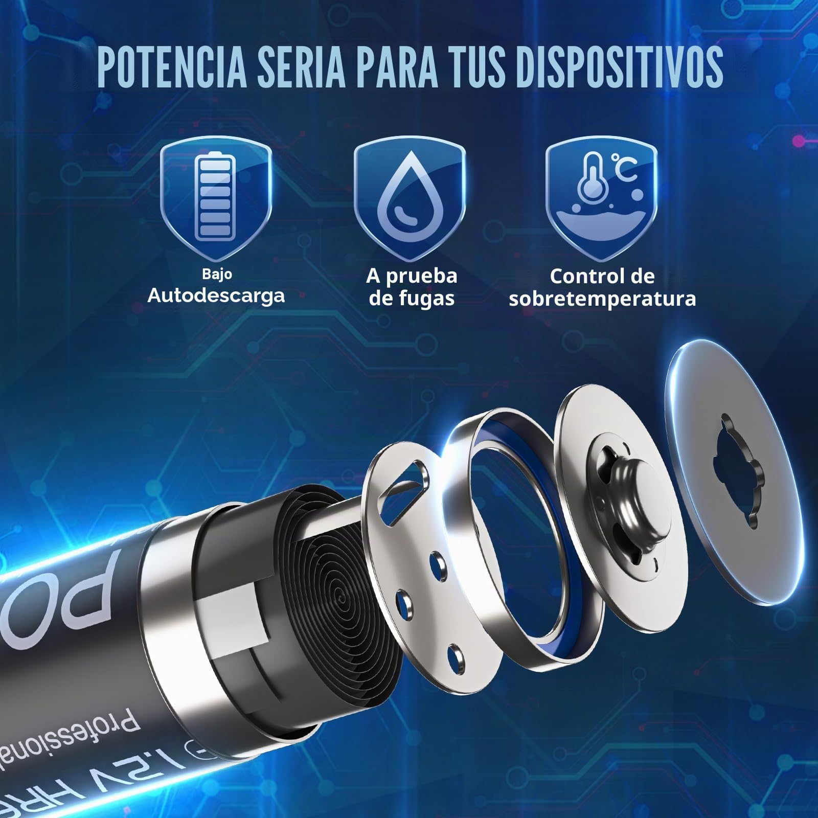 POWEROWL Cargador de Pilas AA, AAA con 8 Unidades de AA 2800mAh Ni-MH Pilas Recargables con Luces LED(Carga rápida USB, Ranura Independiente)