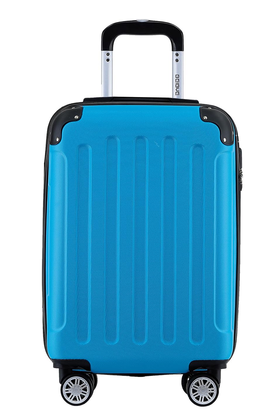 BEIBYE- Hartschalenkoffer Koffer Trolley Rollkoffer Reisekoffer Zahlenschloß 4 Zwilings-Rollen (Cyan-Blue, Small-55cm)