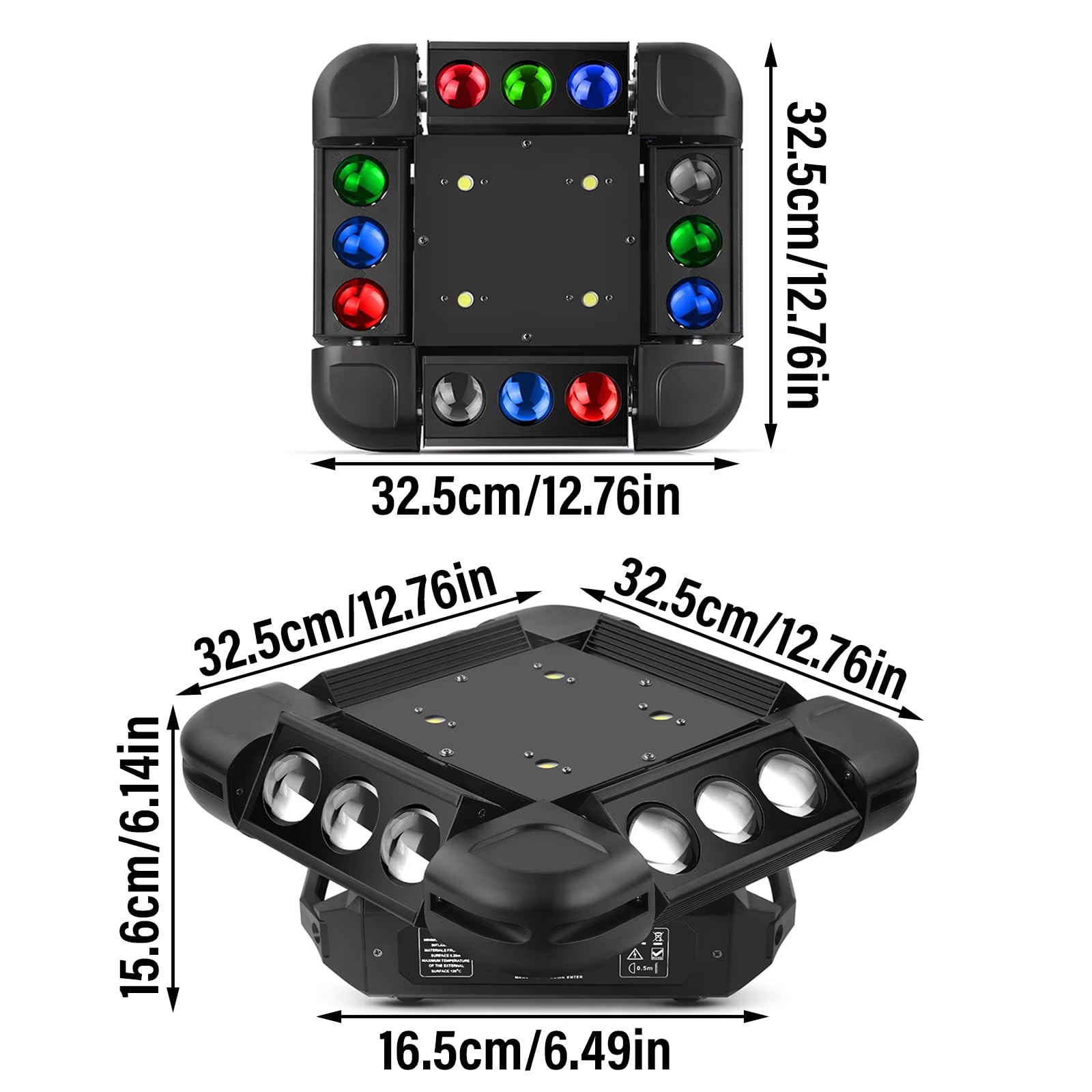 Moving Head Discolichter, 12 x 10 W LED-Rotationsstrahler, RGBW-Blitzlicht mit DMX-Controller und Soundaktivierung, Moving Head Strahler für DJ-Disco-Bar-KTV-Bühnenlicht