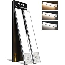 EZVALO Under Cabinet Lighting, 3500mAh Rechargeable Motion Sensor Light Indoor, 3 Color Temps, 5-Level Dimmable Magnetic Wireless Closet Lights for Kitchen, Pantry, Stairs 2 Pack