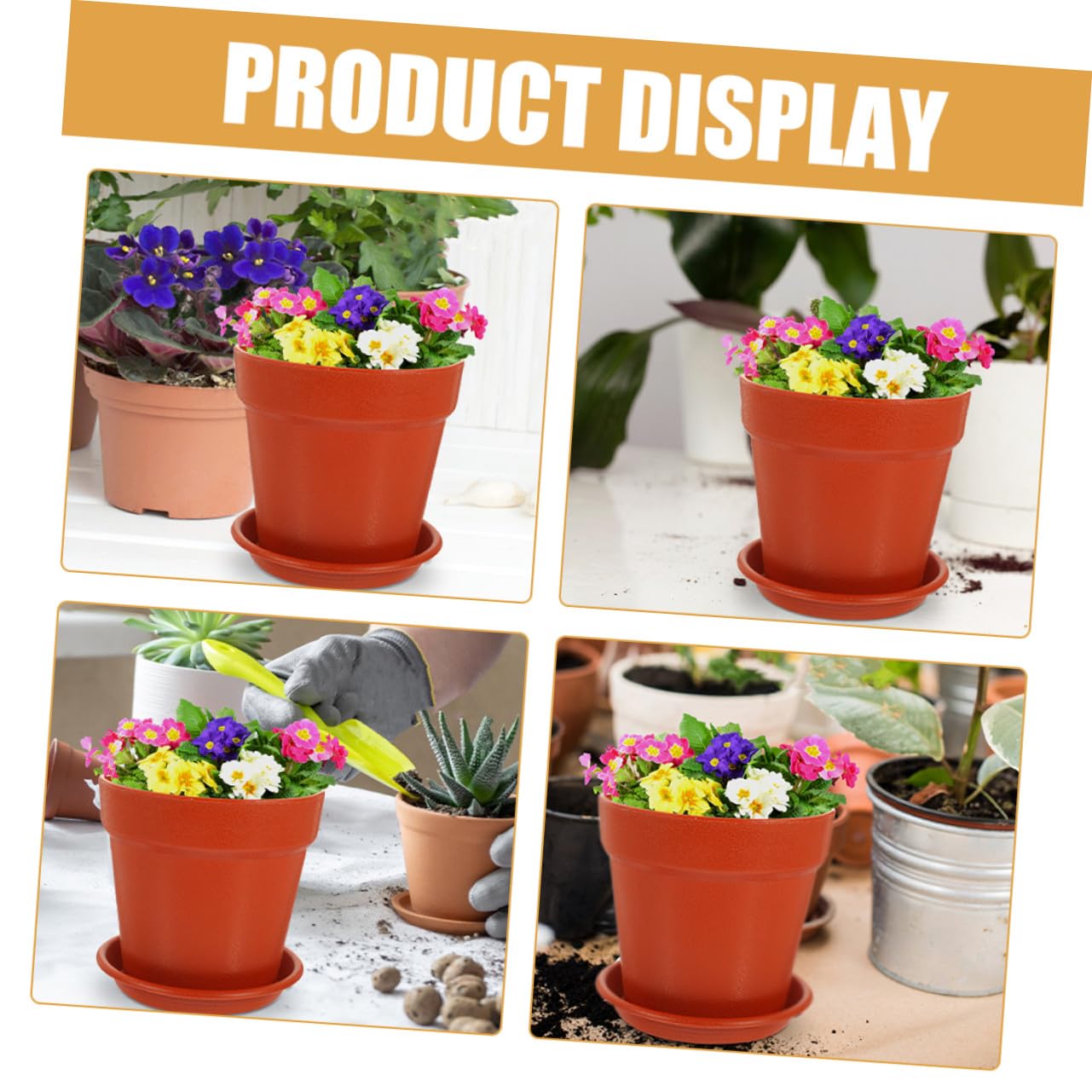 SUPVOX 10 Ensembles Pots de Fleurs Plastique Drainage et Soucoupes Pots de Plantation Polyvalents pour Fleurs et Semis pour Intérieur et Jardin