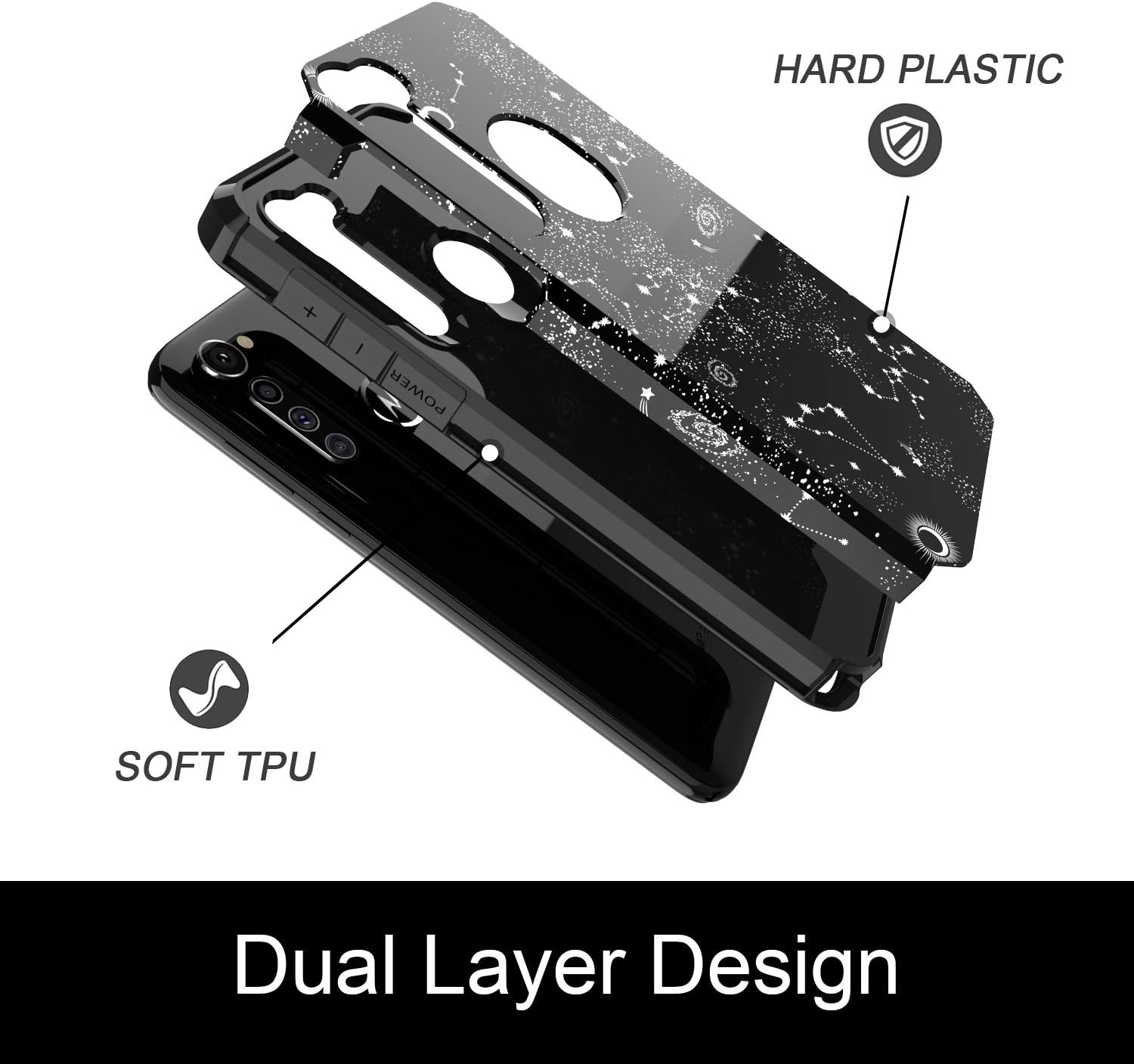PBRO Case for Moto G Stylus Case,Cute Astronaut Case Dual Layer Soft Silicone & Hard Back Cover Heavy Duty PC+TPU Protective Shockproof Case for Motorola G Stylus-Black