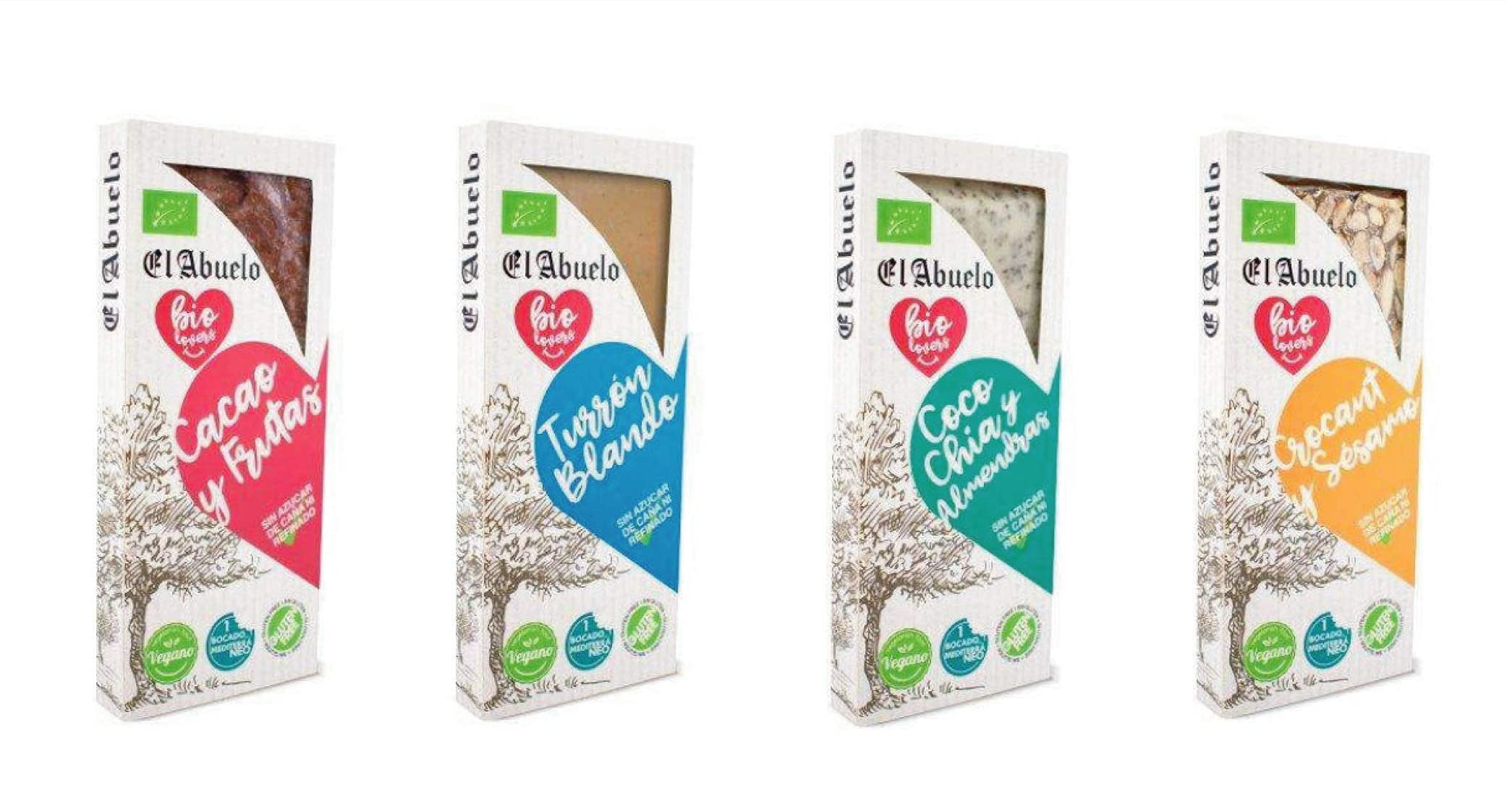 El Abuelo Biolovers Nougats/Torronen/Turronen, 4 x 200 g, Bio und Vegan