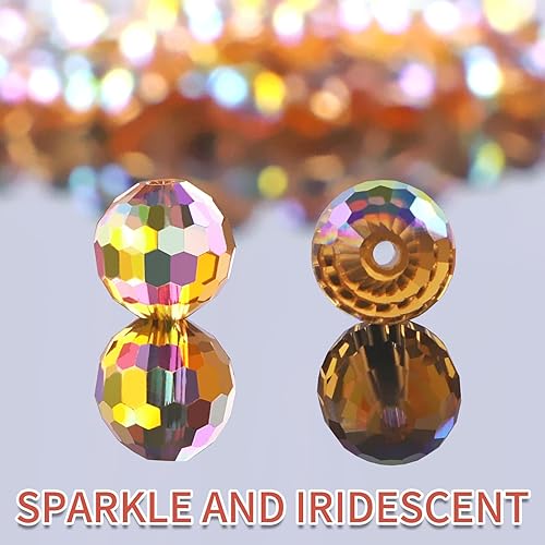 Miniatura 3 de Cuentas de Cristal para Hacer Joyas, 80 Piezas de Cuentas de Cristal, Cuentas de Vidrio de 10mm, Cuentas Redondas Facetadas a Granel para