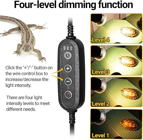 Miniatura 5 de REPTIZOO Lámpara de calor para reptiles, bombilla de reptil UVA UVB, lámpara de calor de tortuga, clip de reptil con manguera giratoria de 360,