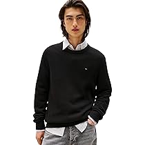 Tommy Jeans Uomo Pullover Sweater Slim Fit, Nero (Black), 3XL