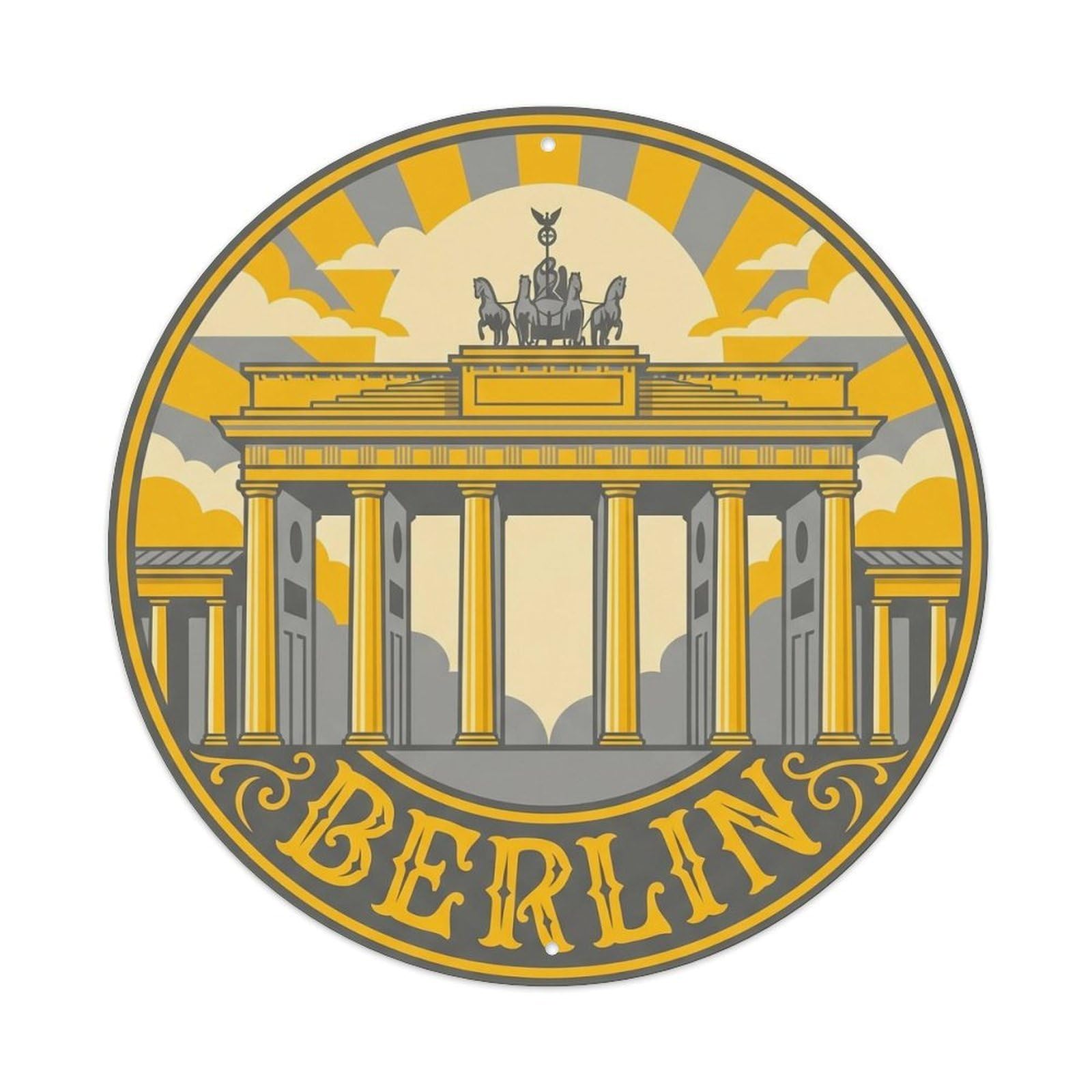 Vintage Travel Berlin Brandenburg Gate 3 Metal Tin Sign Plaque