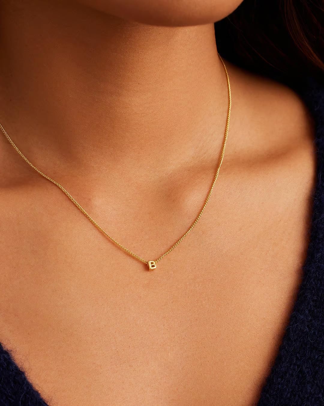 gorjana - Wilder Mini Alphabet Necklace - 18k Gold-Plated or Silver-Plated Brass - Personalized Initial Charm - Secure Closure, Adjustable Length - Timeless Elegance - Image 2