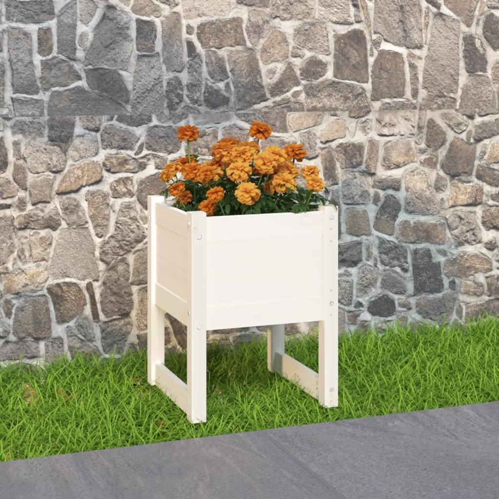 Jardinera de 40 x 40 x 52,5 cm, madera maciza de pino, ahorra espacio, para balcón, terraza y jardín, robusta maceta con diseño moderno para hierbas, flores y verduras