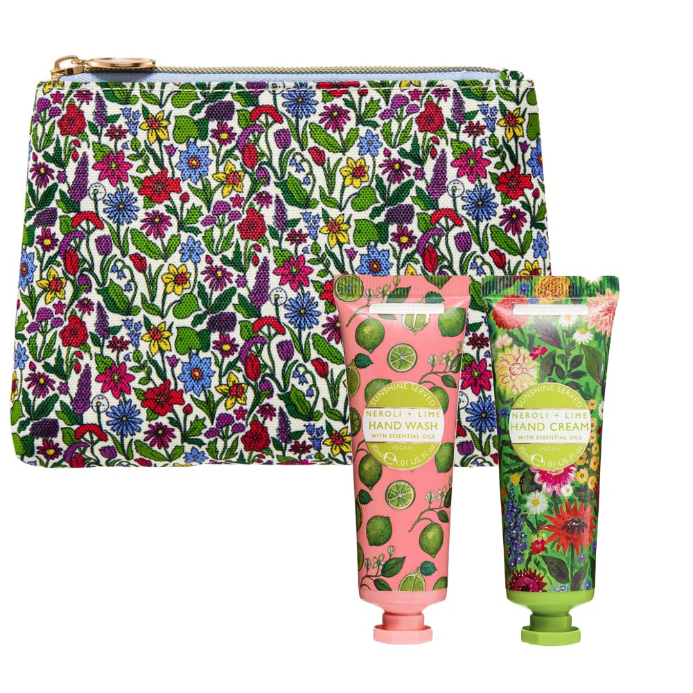 Heathcote & Ivory Sunshine Served Happy Palms Duo with Cosmetic Bag | Blended with Essential Oils | Vegan Friendly | Travel Friendly Sizes | 2 x 30ml