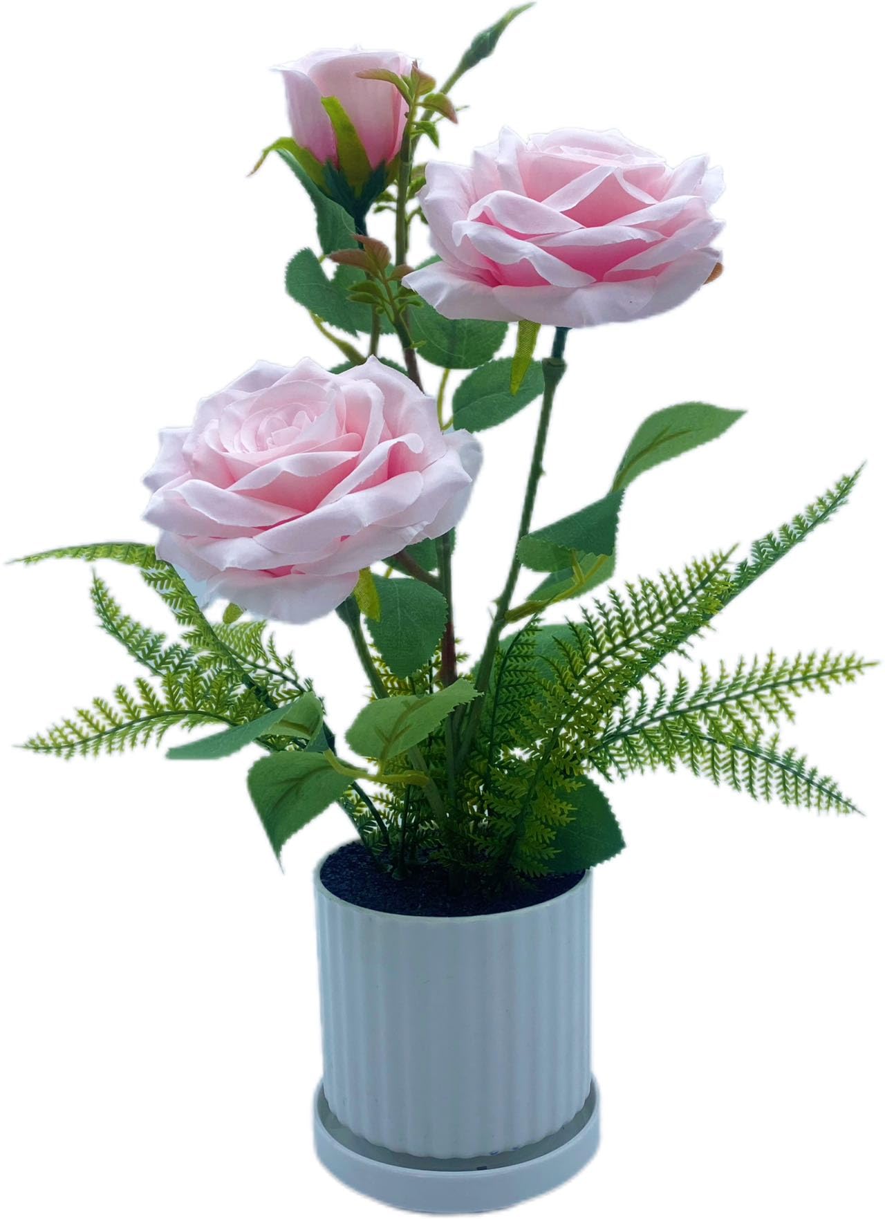 ZIZIMU Artificial Flowers 3 Rose Artificial Plants Bonsai Suitable for Office Hotel Living Room Wedding Party Home Decoration 33cm (with flower Pot) (pink)