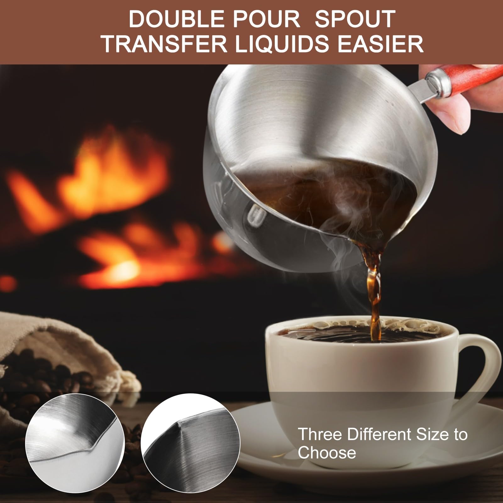 1pc Mini Stainless Steel Butter Warmer, Coffee Milk Sauce Cooking Noodle Soup Oil Pot (300ml)